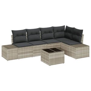 vidaXL Ensemble de canapé de jardin 6 Pièces Gris clair Poly rotin