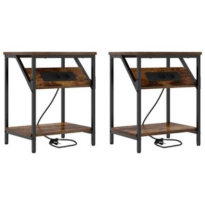 vidaXL Table de chevet 2 Pièces Chêne fumé 38 x 30 x 48 cm