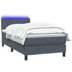 vidaXL Sommier à lattes de lit et matelas et LED gris foncé 90x220 cm velours