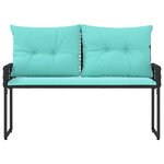 vidaXL Banc extérieur avec coussin Noir et turquoise 118 x 55 x 82 cm