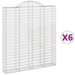 vidaXL Paniers à gabions arqués 6 Pièces 200x30x220/240 cm fer galvanisé