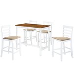 vidaXL Table et chaises de bar 5 Pièces Bois massif Marron et blanc