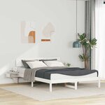 vidaXL Cadre de lit avec tables de chevet Blanc Bois massif en pin