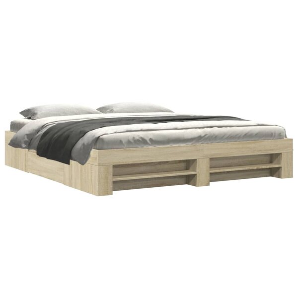 vidaXL Cadre de lit sans matelas chêne sonoma 200x200 cm