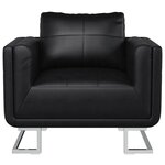 vidaXL Fauteuil cube avec pieds chromés Noir Similicuir