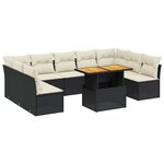 vidaXL Salon de jardin 10 Pièces avec coussins noir résine tressée