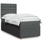 vidaXL Sommier à lattes de lit avec matelas Gris foncé 100x200cm Tissu