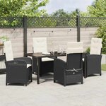 vidaXL Ensemble de salle à manger pour jardin 5 Pièces Noir polyrotin