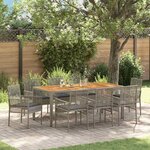 vidaXL Ensemble de salle à manger pour jardin 9 Pièces Gris Poly rotin