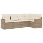 vidaXL Salon de jardin avec coussins 5 Pièces beige résine tressée