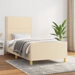 vidaXL Cadre de lit avec tête de lit Crème 90x190 cm Tissu