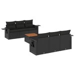 vidaXL Salon de jardin 7 Pièces avec coussins noir résine tressée