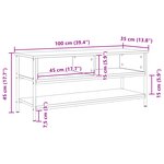 Meuble TV vidaXL Noir Chêne 100x35x45 cm Bois d'ingénierie et Acier