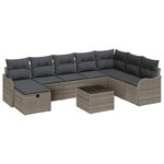 vidaXL Ensemble de canapé de jardin avec coussin 9 Pièces Gris Poly rotin