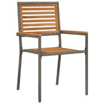Ensemble de salle à manger de jardin vidaXL 7 pièces gris poly rotin acacia