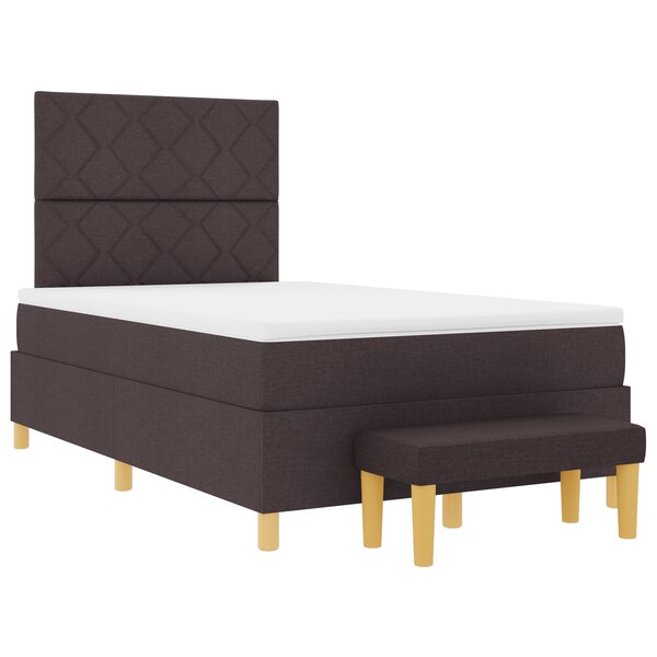 vidaXL Lit à ressorts avec matelas et banc brun foncé 120x200 cm en tissu
