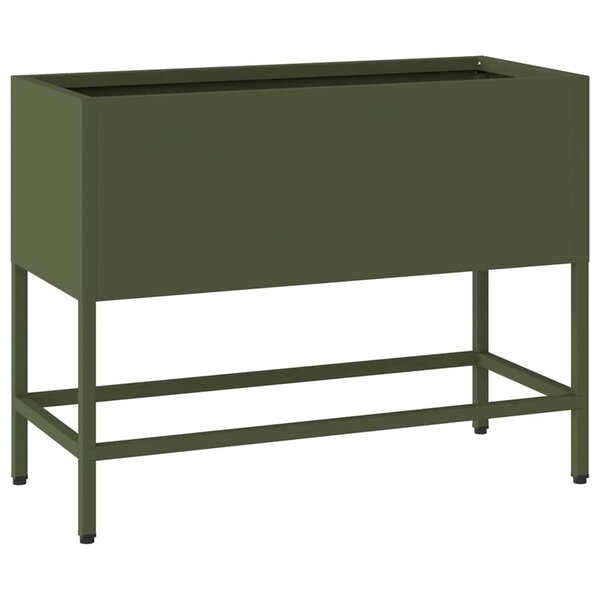 vidaXL Bac de jardin surélevé Vert olive 60 x 26 x 45 cm Acier