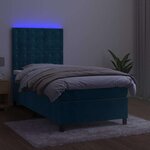 vidaXL Sommier à lattes de lit matelas et LED Bleu foncé 100x200 cm