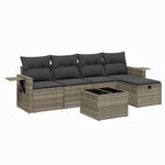 vidaXL Salon de jardin 6 Pièces avec coussins gris clair résine tressée