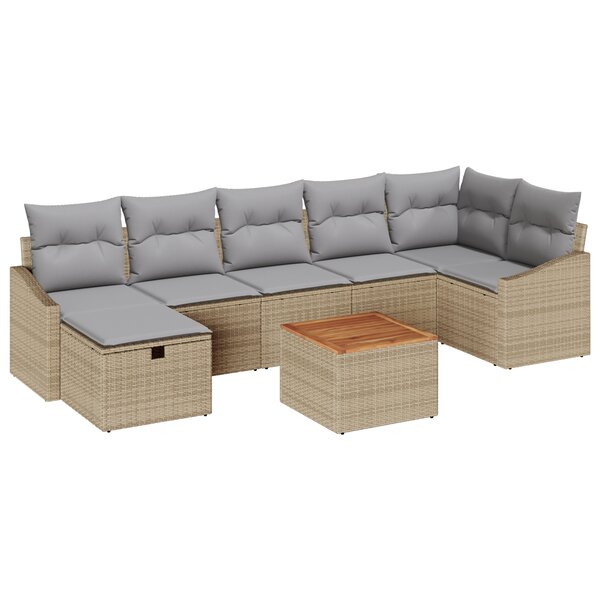 vidaXL Ensemble de canapés de jardin 8 pièces avec coussins beiges en rotin synthétique