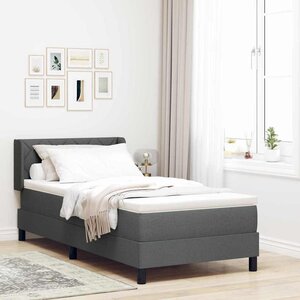 vidaXL Lit à ressorts avec matelas Gris foncé 190 x 90 cm Polyester