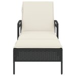 vidaXL Chaise longue avec coussin noir 63x200x81 cm résine tressée