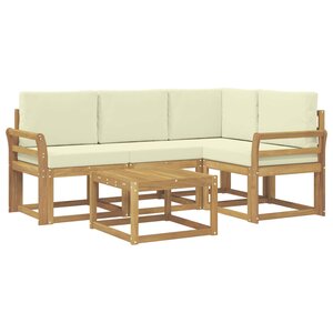 vidaXL Ensemble de canapés d'extérieur 5 Pièces Blanc et crème
