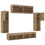 Armoires Murales TV vidaXL avec Éclairage LED 2 Pièces Chêne Artisanal 80x30x30 cm