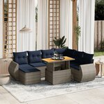 vidaXL Salon de jardin 8 Pièces avec coussins gris résine tressée