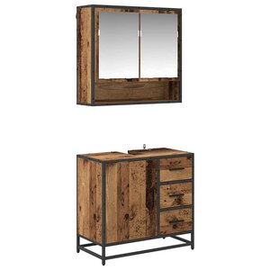 vidaXL Ensemble de mobilier de salle de bain 2 Pièces Bois Ancien