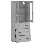 vidaXL Buffet haut Gris béton 69 5x34x180 cm Bois d'ingénierie