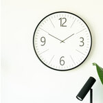 Horloge ronde murale en plastique noir et blanc Ø 51 cm