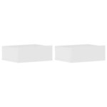 vidaXL Tables de chevet flottantes 2Pièces Blanc brillant Bois ingénierie