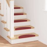 vidaXL Tapis d'escalier auto-adhésifs 15 Pièces Rouge 56 x 17 x 3 cm