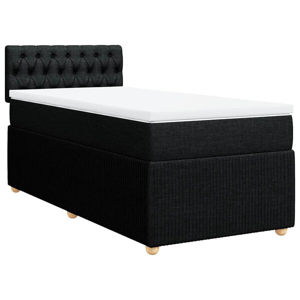 vidaXL Sommier à lattes de lit avec matelas Noir 90x190 cm Tissu