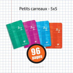 Carnet répertoire spirales 90x140 100p petits carreaux 5x5 90g clairefontaine
