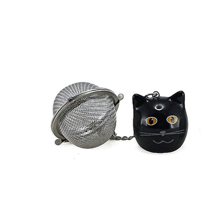 Boule à thé breloque chat noir 3.5 cm