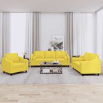 vidaXL Ensemble de canapés 3 Pièces avec coussins jaune clair tissu