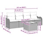 vidaXL Ensemble de canapé de jardin 5 Pièces Gris polyrotin