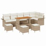 vidaXL Ensemble de canapé de jardin 10 Pièces Beige polyrotin