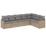 vidaXL Salon de jardin avec coussins 7Pièces mélange beige résine tressée