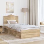 vidaXL Cadre de lit avec tête de lit Sonoma 90 x 190 cm Pin massif