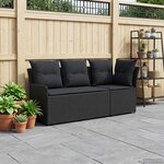 vidaXL Sofa de jardin avec accoudoirs et sofa d'angle 2 Pièce Noir