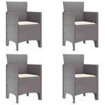 vidaXL Chaise de jardin 4 pc Gris clair Polypropylène