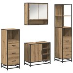 vidaXL Ensemble de mobilier de salle de bain 4 Pièces Chêne artisanal