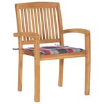 vidaXL Chaises de jardin empilables avec coussins lot de 8 Teck solide