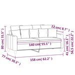 vidaXL Canapé à 2 places Vert foncé 140 cm Velours