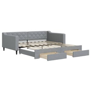 vidaXL Lit de jour avec lit gigogne et tiroirs 100x190 cm tissu