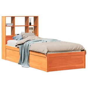 vidaXL Cadre de lit sans matelas cire marron 90x190 cm bois pin massif
