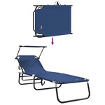 vidaXL Chaise longue pliable avec auvent bleu en tissu oxford 600D